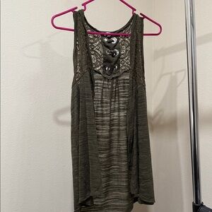 Maurices Olive Lace-Up Top